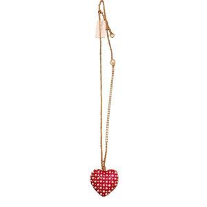 Betsey Johnson xoxo pearl heart long necklace red NWT